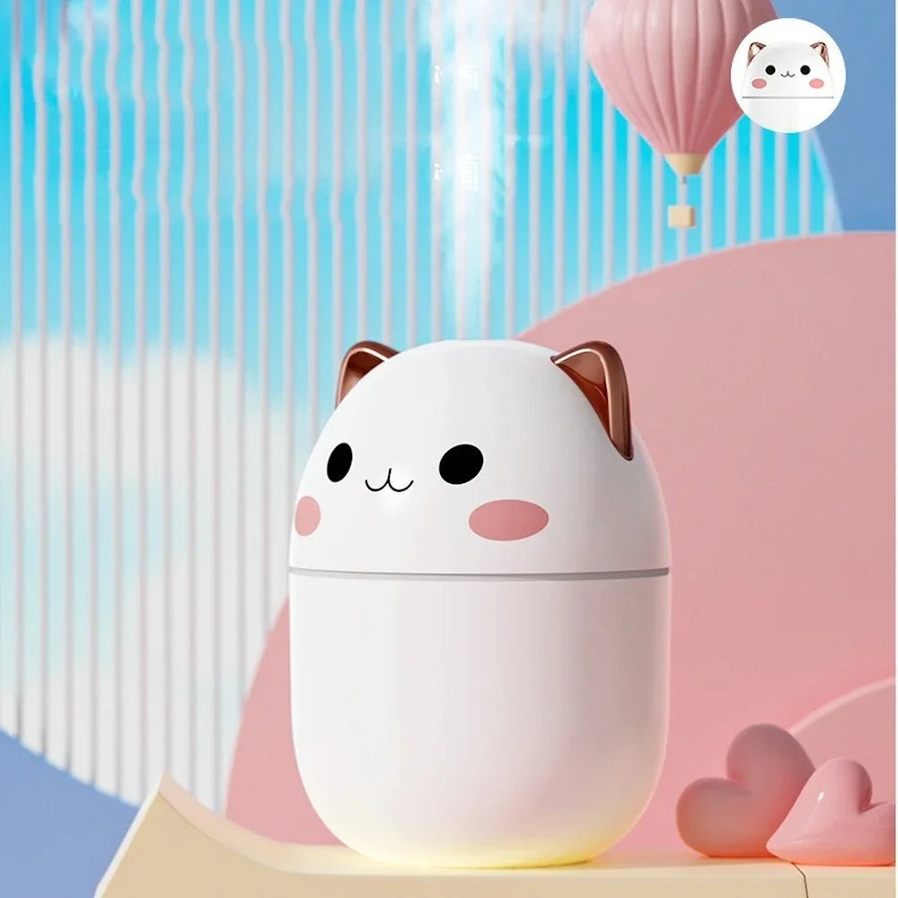 250Ml Air Humidifier Cute Kawaiil Aroma Diffuser with Night Light Cool Mist for Bedroom Home Car Plants Purifier Humificador