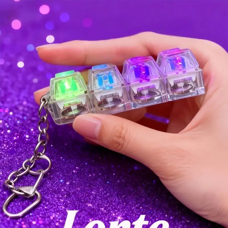 1Pc 4Keys Mechanical Keyboard Tester LED Keyboard Key Toy Stress Relief DIY Fidget Button Keycap Fidget Keychain Toys