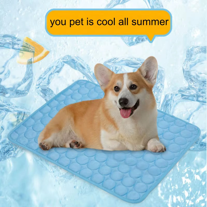 Pet Cooling Mats Dog Cartoon Ice Silk Summer Cooling Pet Bed Rectangle Sofa Mat Breathable Non-Slip Anti-Bite Luxury Modern
