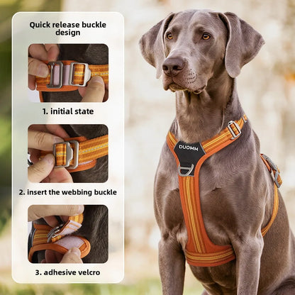 Car Safety Dog Harness with Dual Handle, Quick Release Buckle & No-Pull Design, Reflective Adjustable for All Sizes Dogs