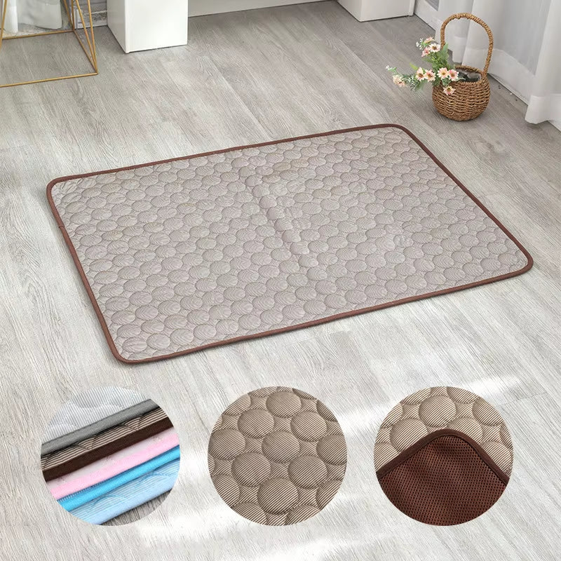 Pet Cooling Mats Dog Cartoon Ice Silk Summer Cooling Pet Bed Rectangle Sofa Mat Breathable Non-Slip Anti-Bite Luxury Modern