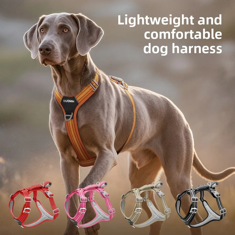 Car Safety Dog Harness with Dual Handle, Quick Release Buckle & No-Pull Design, Reflective Adjustable for All Sizes Dogs