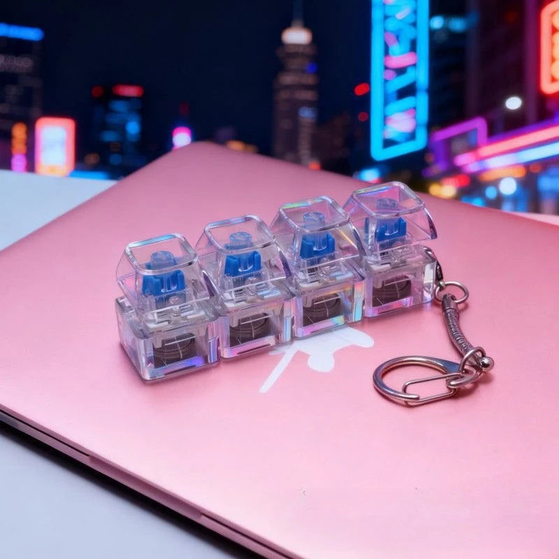 1Pc 4Keys Mechanical Keyboard Tester LED Keyboard Key Toy Stress Relief DIY Fidget Button Keycap Fidget Keychain Toys