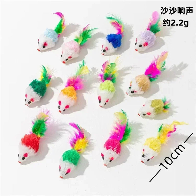 3-200 Pcs Rattle Cat Mouse Toys Also Prefilled Catnip Faux Fur Cat Toys Interactive Cat Game Catnip Toys for Cats Pet Products