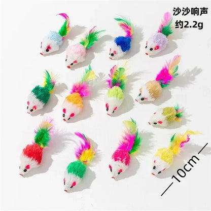 3-200 Pcs Rattle Cat Mouse Toys Also Prefilled Catnip Faux Fur Cat Toys Interactive Cat Game Catnip Toys for Cats Pet Products