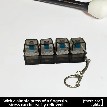 1Pc 4Keys Mechanical Keyboard Tester LED Keyboard Key Toy Stress Relief DIY Fidget Button Keycap Fidget Keychain Toys