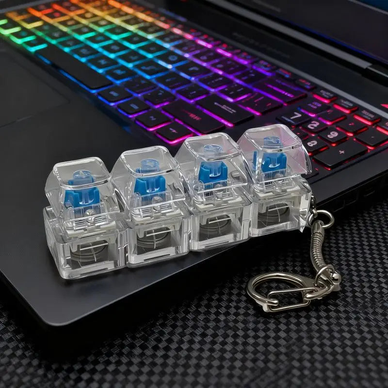 1Pc 4Keys Mechanical Keyboard Tester LED Keyboard Key Toy Stress Relief DIY Fidget Button Keycap Fidget Keychain Toys